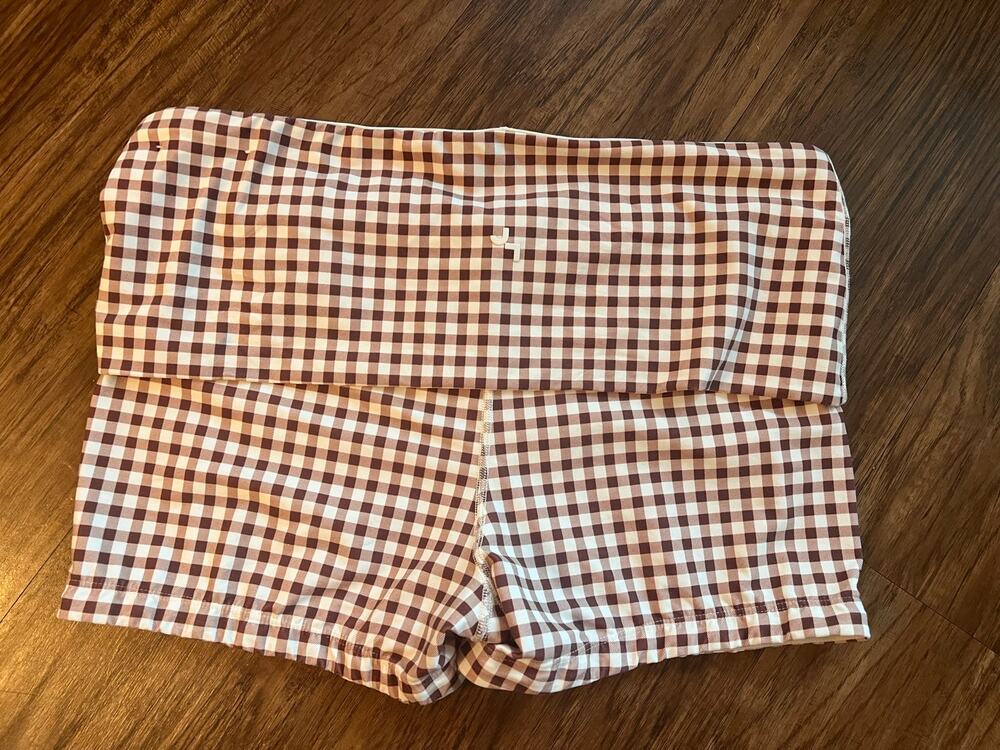 JoyLab Gingham Checkered Foldover Waist Bike Shorts Moisture Wicking